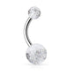 Bauchnabelpiercing GLITZERBALL 1,6mm 10mm Nabelpiercing Edelstahl Chirurgenstahl Bananabell Lila Blau Weiß Grün Schwarz Pink Rot