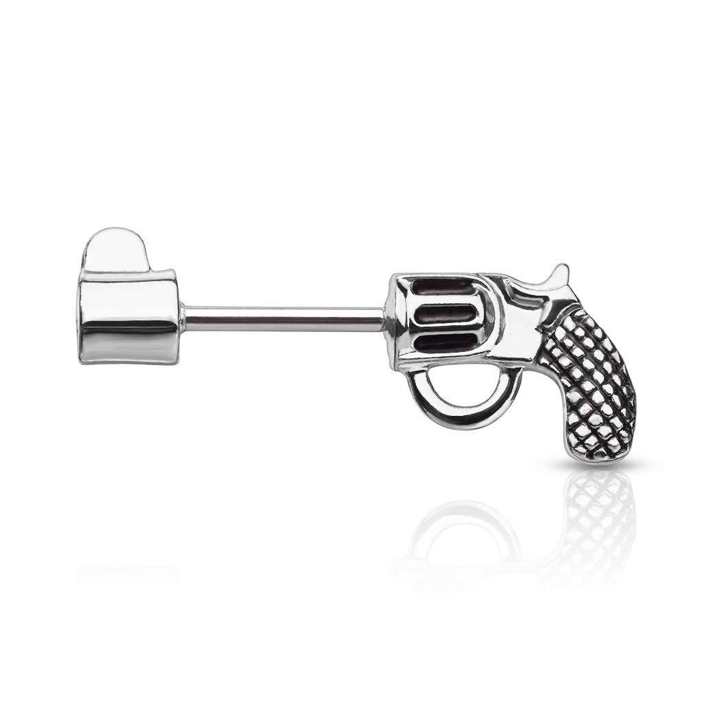 Brustwarzenpiercing Revolver Pistole Brustpiercing Nippelpiercing Chirurgenstahl Gold Schwarz Silber Stab 1,6/12mm
