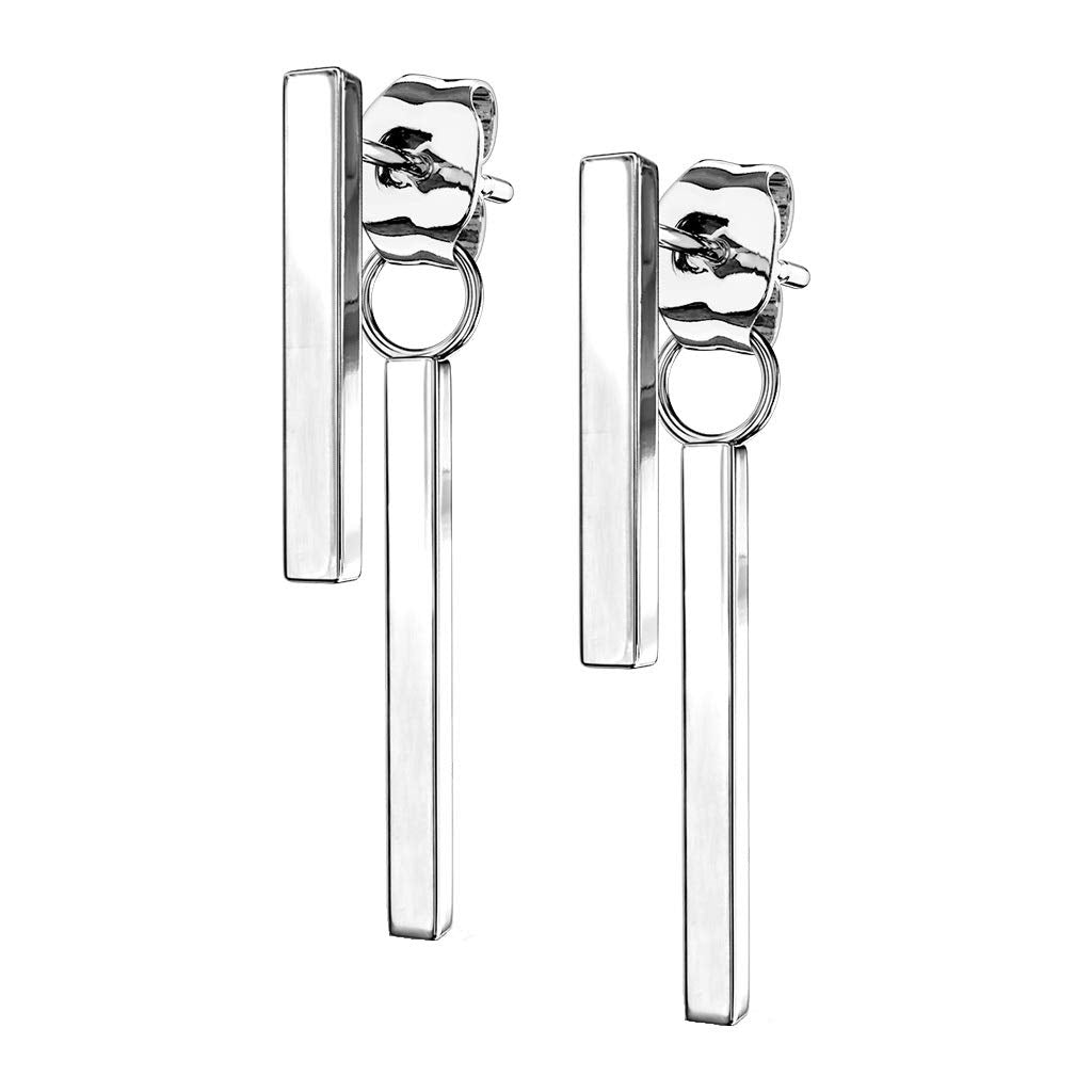 1 Paar Damen Ohrstecker Balken Anhänger Ohrringe Chirurgenstahl Silber Gold Roségold