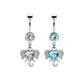 Bauchnabelpiercing Zirkonia Herz Elefant Anhänger Nabelpiercing Chirurgenstahl Bananabell Silber Clear Aqua Stab 1,6/10mm