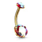 Bauchnabelpiercing 2 Regenbogen-Effekt Zirkonia Rund 8mm Nabelpiercing Chirurgenstahl Bananabell viele Farben Stab 1,6/10mm