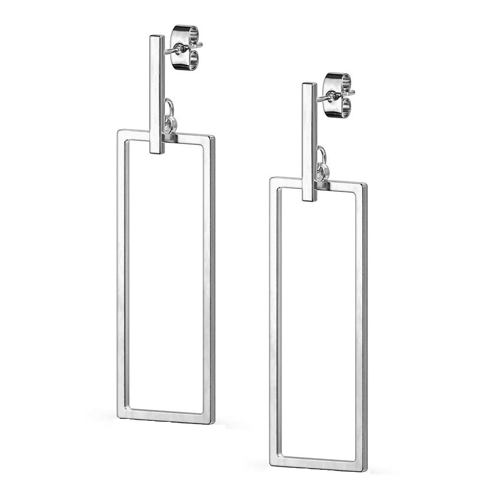1 Paar Damen Ohrstecker Balken Anhänger Rechteck Ohrringe Chirurgenstahl Steckerverschluss Silber Gold