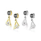 1 Paar Damen Ohrstecker schwarzer Enamel Dreieck-Anhänger Zirkonia Clear Chirurgenstahl Ohrringe Ohrhänger Silber Gold