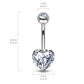 Bauchnabelpiercing ZIRKONIA Herz Nabelpiercing Chirurgenstahl Bananabell Multicolor Stab 1,6/10mm