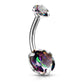 Bauchnabelpiercing 2 Regenbogen-Effekt Zirkonia Rund 8mm Nabelpiercing Chirurgenstahl Bananabell viele Farben Stab 1,6/10mm