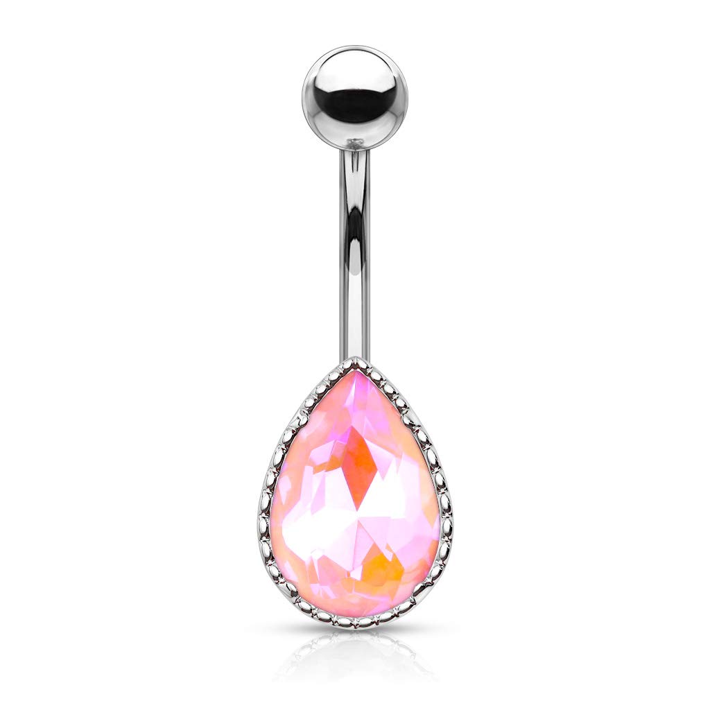 Bauchnabelpiercing Regenbogen-Effekt Kristall Tropfen Nabelpiercing Chirurgenstahl Bananabell viele Farben Stab 1,6/10mm