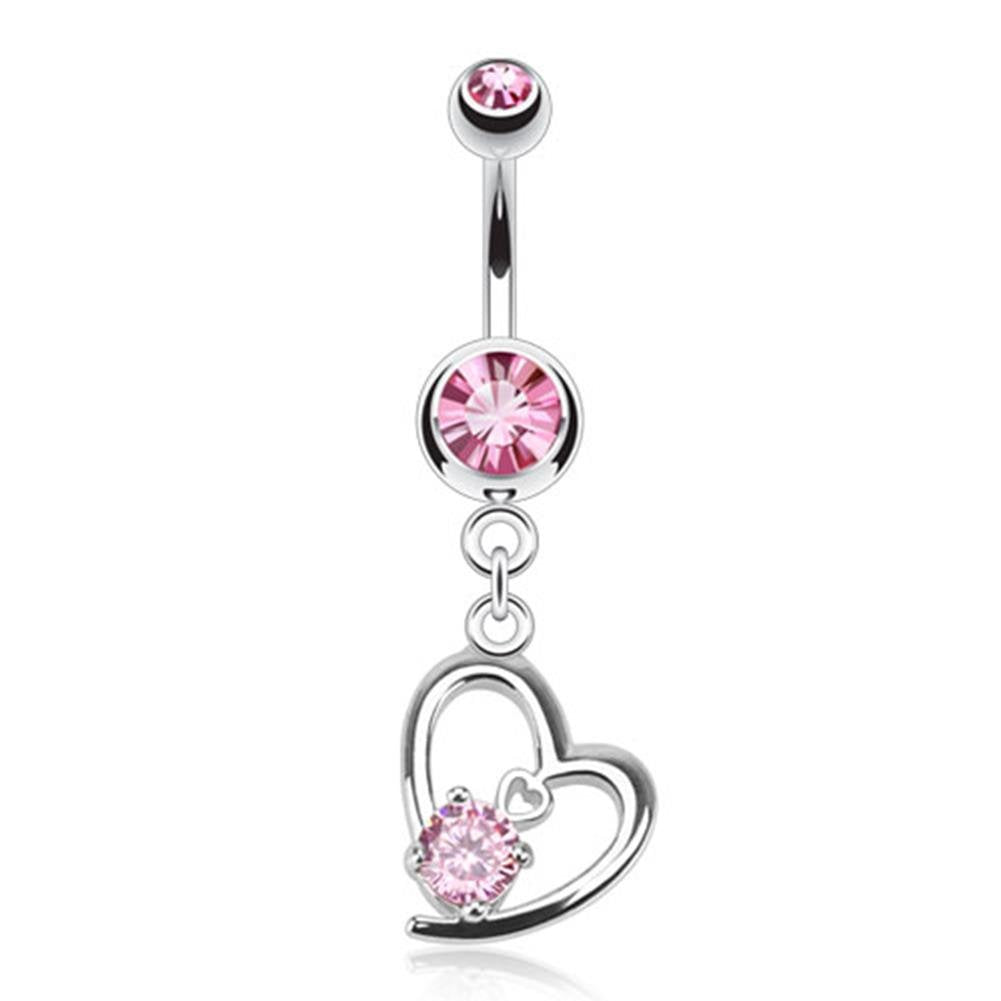 Bauchnabelpiercing 1,6mm 10mm Anhänger Herz Nabelpiercing Edelstahl Chirurgenstahl Bananabell Zirkonia Pink Clear Aurora