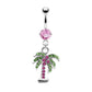Bauchnabelpiercing Palme Anhänger Stab 1,6mm 10mm Nabelpiercing Edelstahl Chirurgenstahl Bananabell Zirkonia Silber Pink Aqua Clear