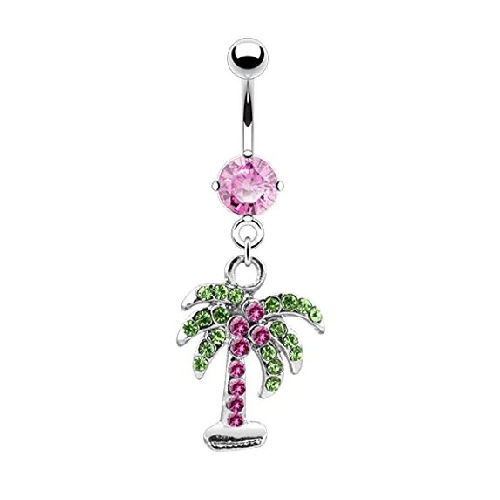 Bauchnabelpiercing Palme Anhänger Stab 1,6mm 10mm Nabelpiercing Edelstahl Chirurgenstahl Bananabell Zirkonia Silber Pink Aqua Clear