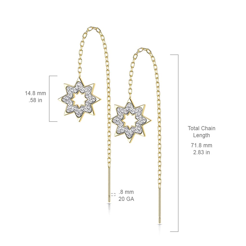 1 Paar Damen Ohrringe Durchzieher Kristall Pavé Clear Schneeflocke Anhänger Ohrringe Ohrstecker Chirurgenstahl Silber Gold Roségold