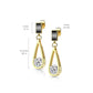 1 Paar Damen Ohrstecker schwarzer Enamel Tropfen-Anhänger Zirkonia Clear Chirurgenstahl Ohrringe Ohrhänger Silber Gold