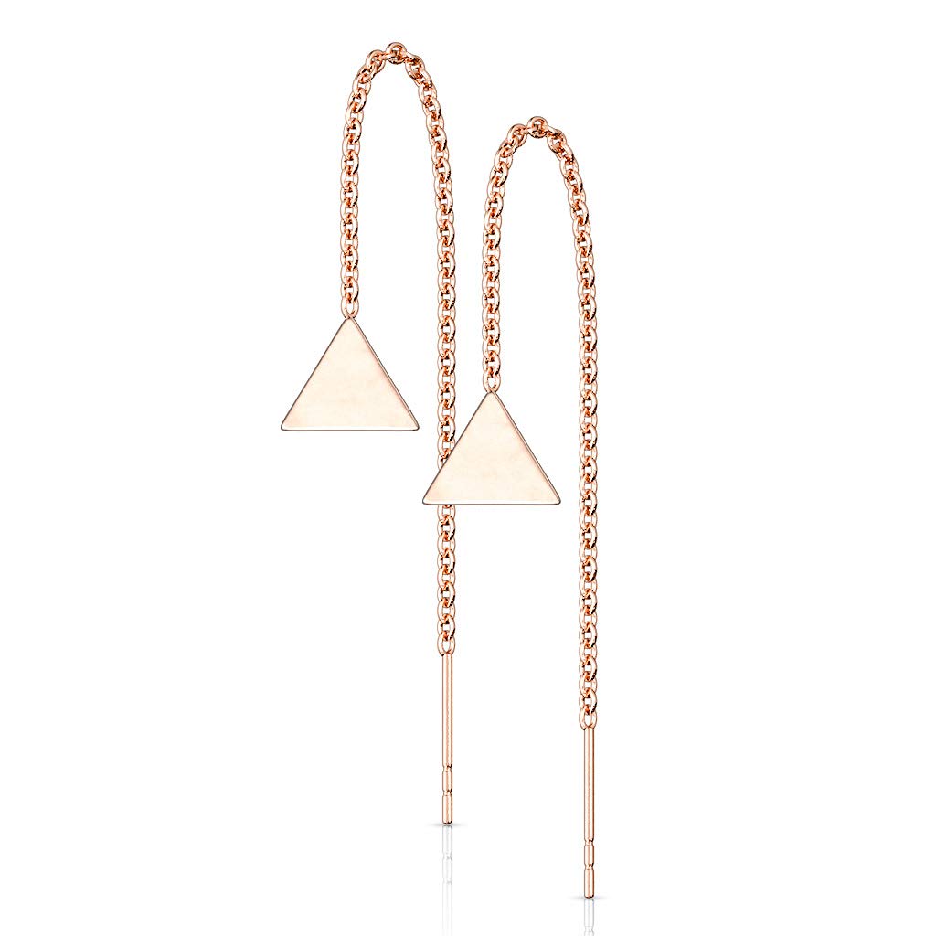1 Paar Damen Ohrring Durchzieher Anhänger Dreieck Ohrringe Ohrstecker Chirurgenstahl Silber Gold Roségold