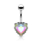 Bauchnabelpiercing Regenbogen-Effekt Kristall Herz Nabelpiercing Chirurgenstahl Bananabell viele Farben Stab 1,6/10mm