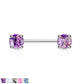 Brustwarzenpiercing Lava Glitzer Stein Brustpiercing Nippelpiercing Chirurgenstahl Silber Stabdicke 1,6mm Länge 14mm