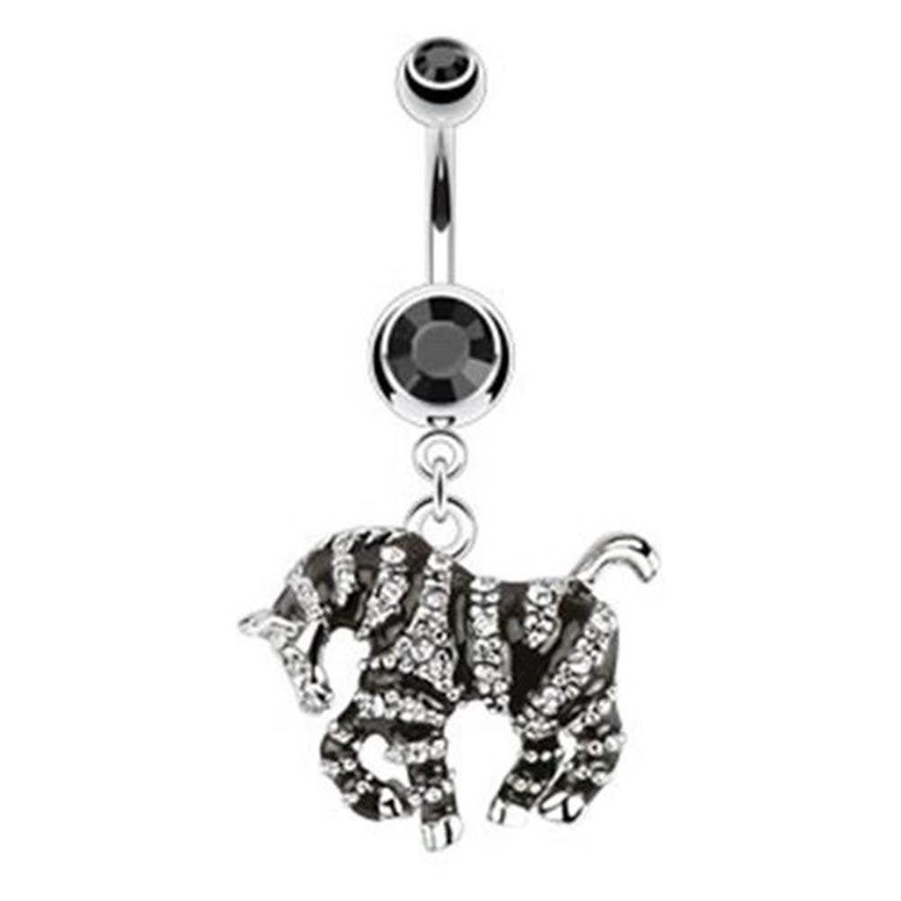 Bauchnabelpiercing 1,6mm 10mm Anhänger Pferd Tier Nabelpiercing Chirurgenstahl Bananabell Zirkonia Gold 14 Karat Silber Clear