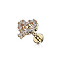 Knorpel Ohrstecker Herz Silber Gold Roségold Pavé Zirkonia Clear Piercings Chirurgenstahl Schraubverschluss Stab 6/8mm lang