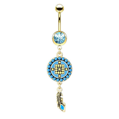 Bauchnabelpiercing AZTEKEN-Design Nabelpiercing Chirurgenstahl Bananabell Gold Silber viele Farben Stab 1,6/10mm