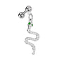 Knorpel Ohrstecker Schlange-Anhänger Pavé Zirkonia Clear Silber Gold Piercings Chirurgenstahl Schraubverschluss Stab 6mm lang