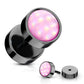 Fake Ohrplug leuchtender Stein Opal-Effekt Ohrpiercing Ohrschmuck Chirurgenstahl Schraubverschluss viele Farben 8mm