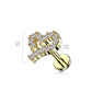 Knorpel Ohrstecker Herz Silber Gold Roségold Pavé Zirkonia Clear Piercings Chirurgenstahl Schraubverschluss Stab 6/8mm lang