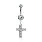 Bauchnabelpiercing Kristall Kreuz-Anhänger Nabelpiercing Chirurgenstahl Bananabell Silber Gold Roségold Clear Stab 1,6/10mm