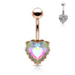 Bauchnabelpiercing Regenbogen-Effekt Kristall Herz Nabelpiercing Chirurgenstahl Bananabell viele Farben Stab 1,6/10mm