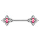 Brustwarzenpiercing Glitzer-Opal Blumen-Quadrat Brustpiercing Nippelpiercing Chirurgenstahl viele Farben Stab 1,6/14mm
