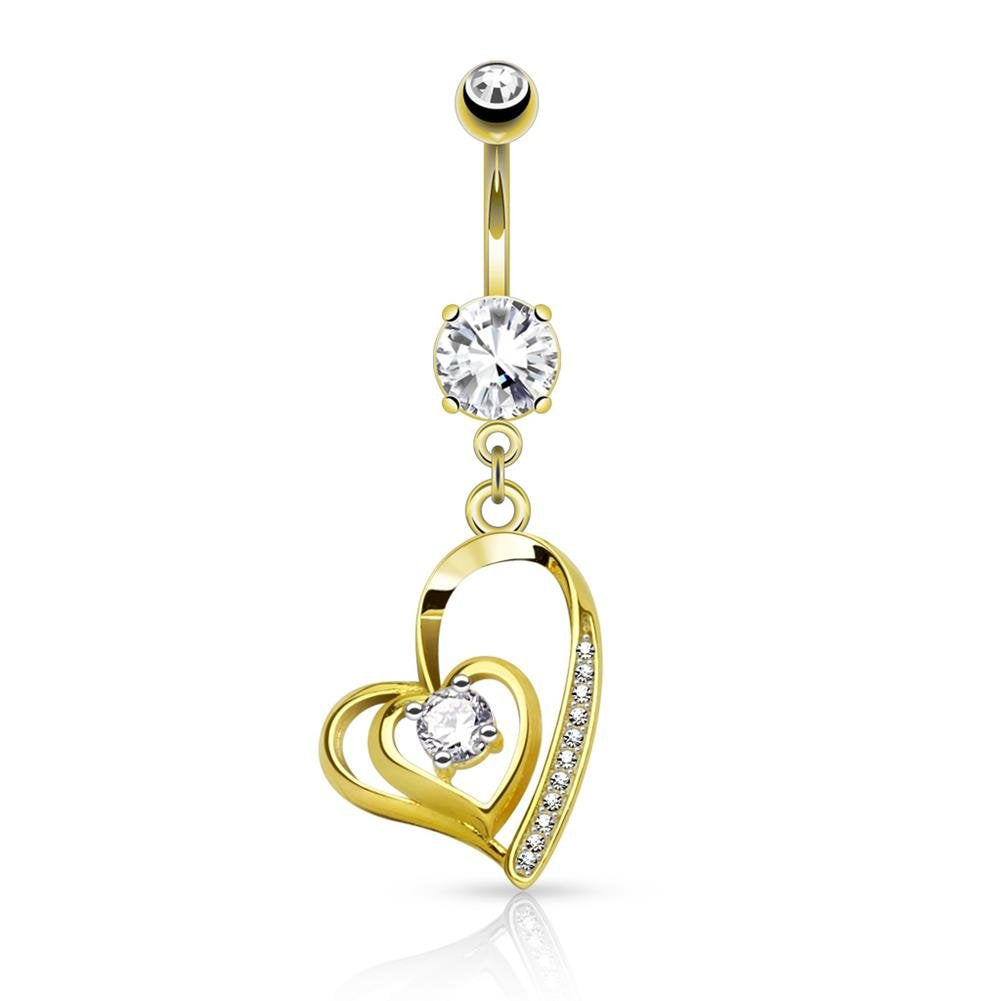Bauchnabelpiercing 1,6mm 10mm Anhänger Herz Nabelpiercing Edelstahl Chirurgenstahl Bananabell Zirkonia Silber Gold Roségold
