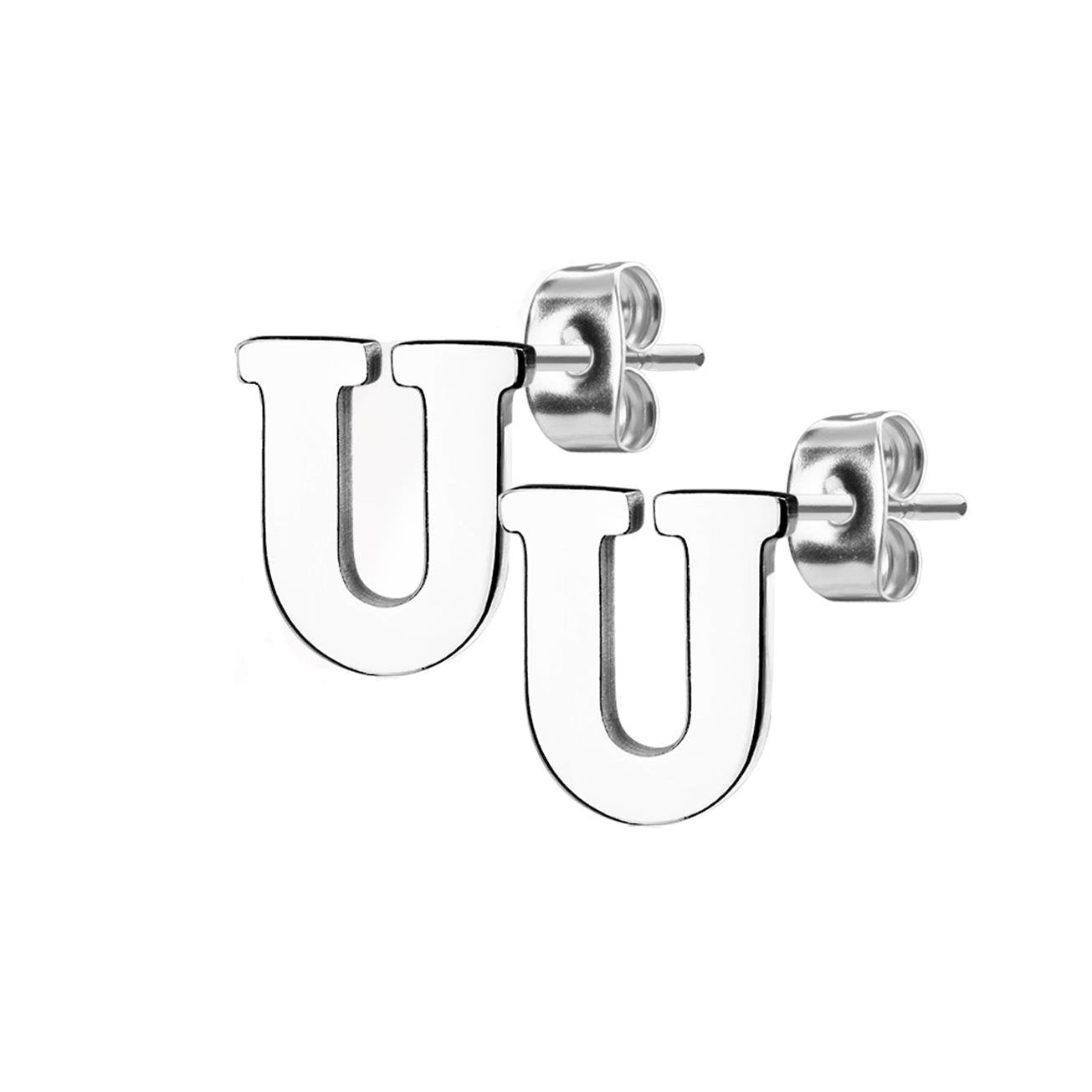 1 Paar Ohrstecker ALPHABET INITIALEN e Ohrringe Schmuck Set Edelstahl Silber Roségold