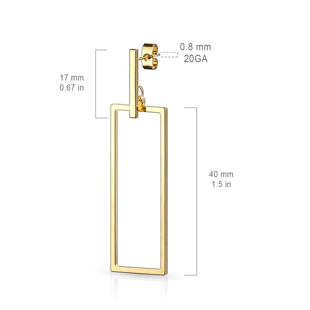 1 Paar Damen Ohrstecker Balken Anhänger Rechteck Ohrringe Chirurgenstahl Steckerverschluss Silber Gold