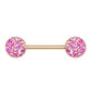 Brustwarzenpiercing Glitzer KRISTALL-Steine Brustpiercing Nippelpiercing Chirurgenstahl Roségold Multicolor Stab 1,6/14mm Stein 9mm