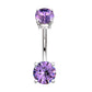 Bauchnabelpiercing DOPPEL-ZIRKONIA 5/7mm Nabelpiercing Chirurgenstahl Bananabell Multicolor Stab 1,6/10mm