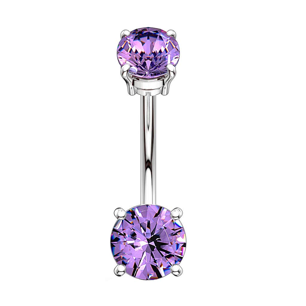 Bauchnabelpiercing DOPPEL-ZIRKONIA 5/7mm Nabelpiercing Chirurgenstahl Bananabell Multicolor Stab 1,6/10mm