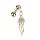 Knorpel Ohrstecker Qualle-Anhänger Zirkonia Clear Silber Gold Piercings Chirurgenstahl Schraubverschluss Stab 6mm lang