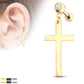 1 Knorpel Ohrstecker Kreuz-Anhänger Zirkonia Cartilage Labret Piercings Tragus Gold Silber Schwarz Edelstahl Schraubverschluss