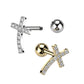 Knorpel Ohrstecker Kreuz Zirkonia Clear Silber Gold Piercings Chirurgenstahl Schraubverschluss Stab 6mm lang