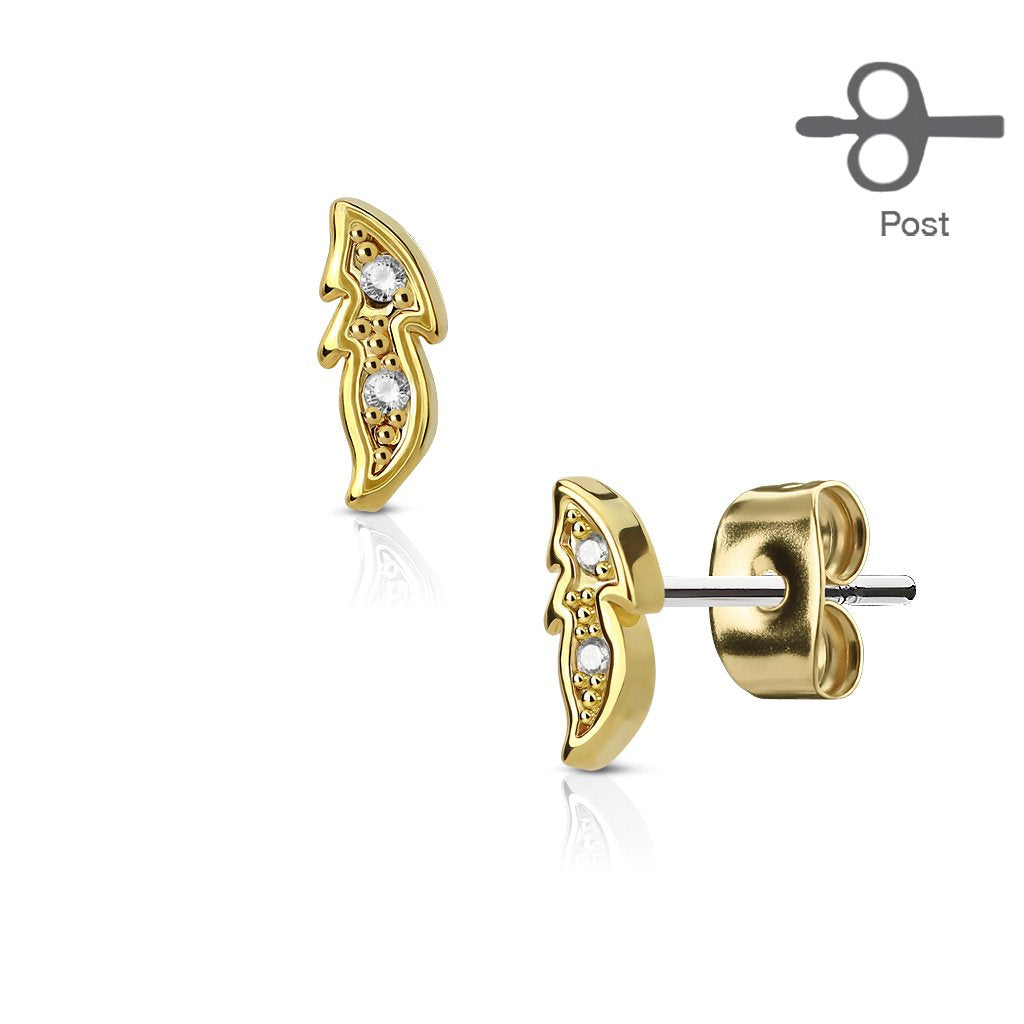 1 Paar Ohrringe Set Stecker Edelstahl Chirurgenstahl Kleines Blatt clear Zirkonia gold silber roségold