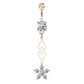 Bauchnabelpiercing Zirkonia Blumen-Anhänger Nabelpiercing Chirurgenstahl Bananabell Silber Gold Roségold Clear Stab 1,6/10mm