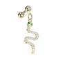 Knorpel Ohrstecker Schlange-Anhänger Pavé Zirkonia Clear Silber Gold Piercings Chirurgenstahl Schraubverschluss Stab 6mm lang
