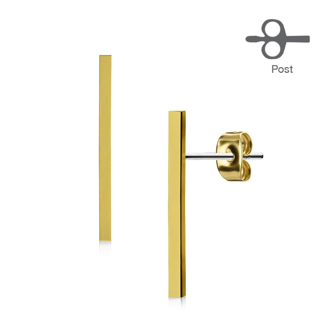 1 Paar Ohrringe Set Stecker Edelstahl Chirurgenstahl Glatt Lang Bar silber roségold gold