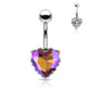 Bauchnabelpiercing Regenbogen-Effekt Kristall Herz Nabelpiercing Chirurgenstahl Bananabell viele Farben Stab 1,6/10mm