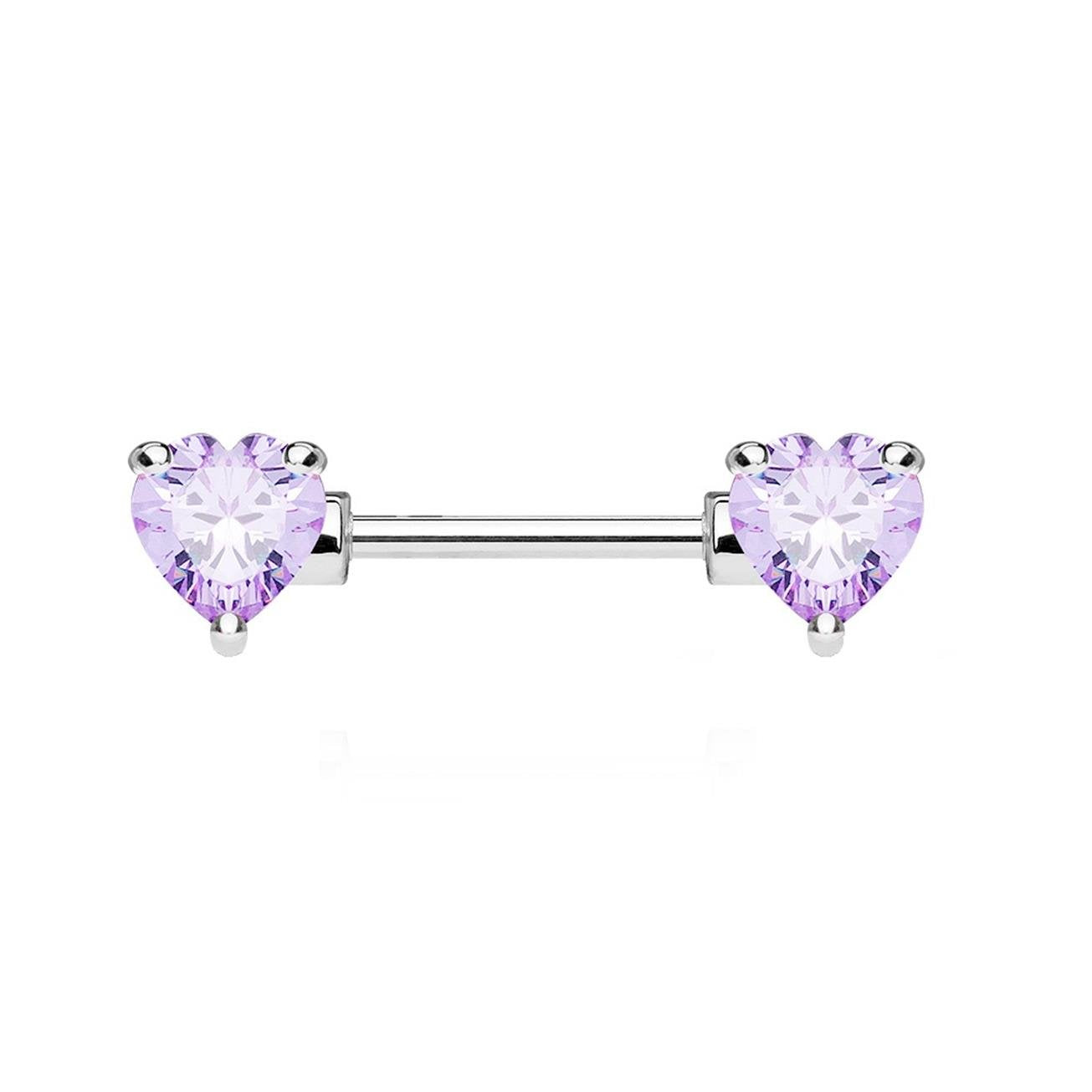 Brustwarzenpiercing ZIRKONIA Herzen Brustpiercing Intimpiercing CHIRURGENSTAHL Silber Gold Roségold Stab 1,6mm 12/16mm