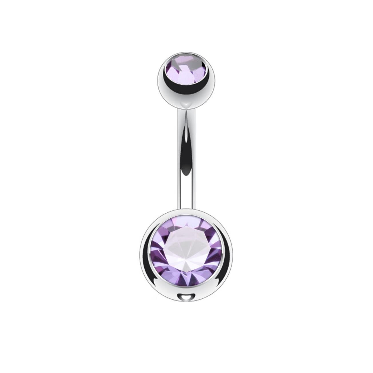 Bauchnabelpiercing 2 ZIRKONIA Nabelpiercing Chirurgenstahl Bananabell Silber Multicolor Stab 1,6/10mm Kugeln 4/6mm