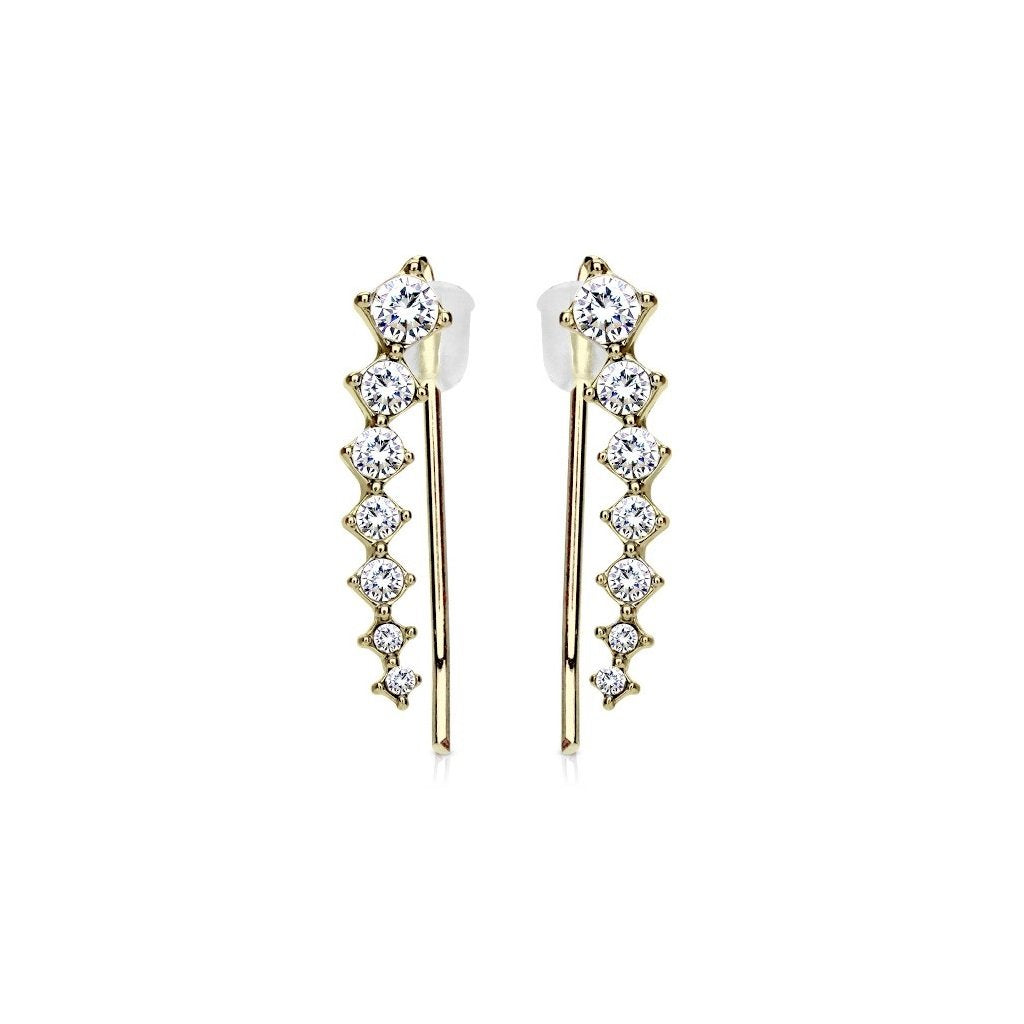 1 Paar Ohrklemmen KRISTALLBOGEN 19 x 3mm Set Ohrringe Ohrclip Ohrstecker Chirurgenstahl Silber Gold Roségold viele Farben