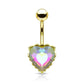 Bauchnabelpiercing Regenbogen-Effekt Kristall Herz Nabelpiercing Chirurgenstahl Bananabell viele Farben Stab 1,6/10mm