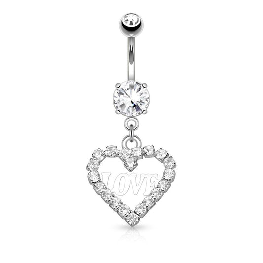 Bauchnabelpiercing 1,6mm 10mm Anhänger Herz Nabelpiercing Edelstahl Chirurgenstahl Bananabell Zirkonia Silber Gold Roségold