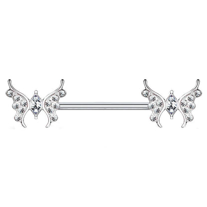 Brustwarzenpiercing Zirkonia Schmetterling Brustpiercing Nippelpiercing Chirurgenstahl Silber Gold Roségold Clear Stab 1,6/14mm