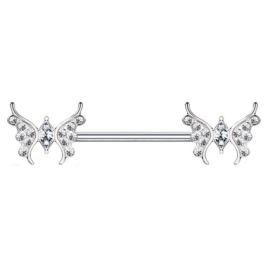 Brustwarzenpiercing Zirkonia Schmetterling Brustpiercing Nippelpiercing Chirurgenstahl Silber Gold Roségold Clear Stab 1,6/14mm