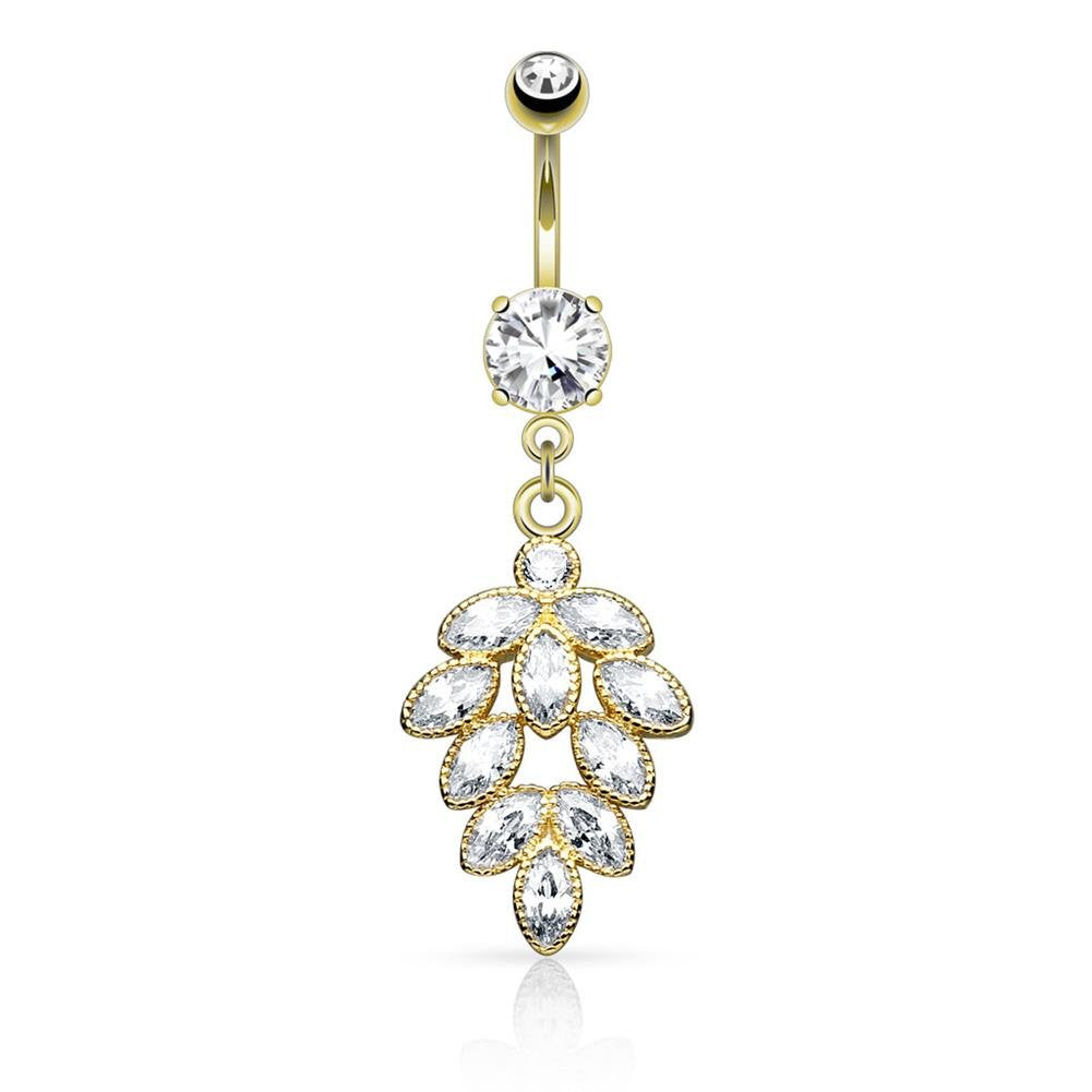 Bauchnabelpiercing Traube 1,6mm 10mm Nabelpiercing Edelstahl Chirurgenstahl Bananabell Zirkonia Silber Gold Roségold Clear