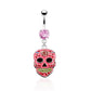 Bauchnabelpiercing 1,6mm 10mm Anhänger Totenkopf Skull Nabelpiercing Edelstahl Chirurgenstahl Bananabell Zirkonia 14 Karat
